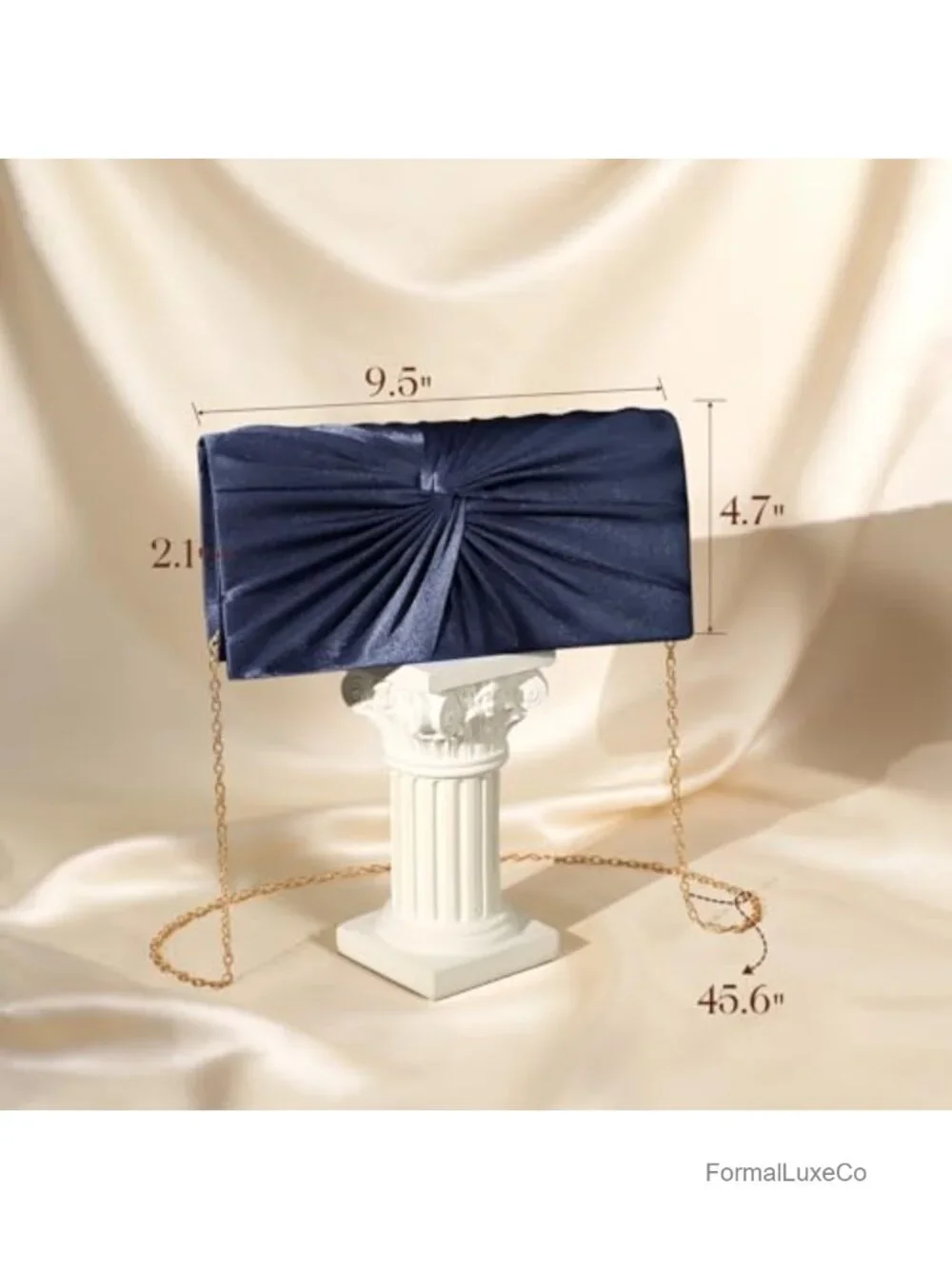 Satin Evening Clutch with Detachable Chain - Formal Handbag